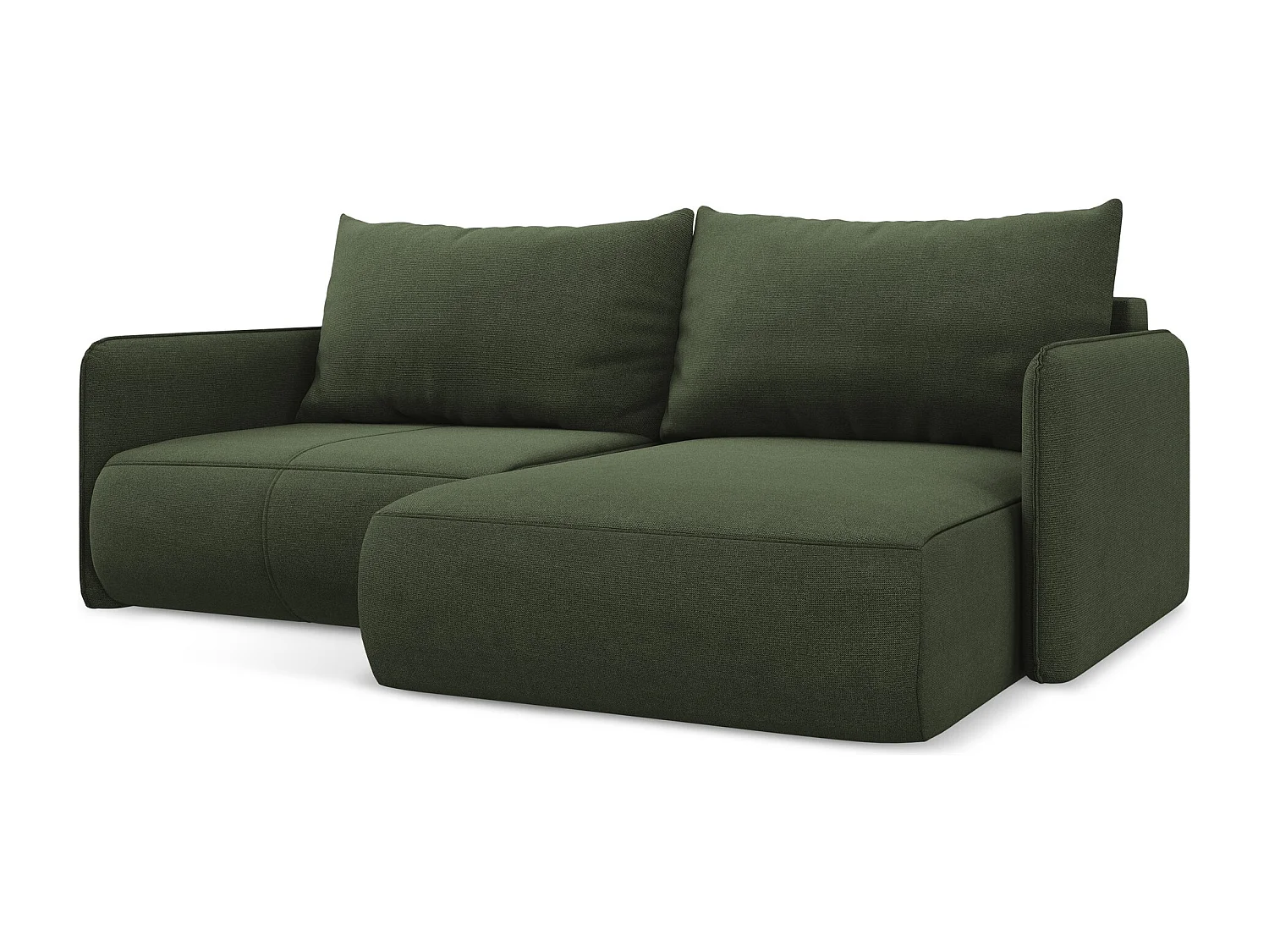 2,5-Sitzer Ecksofa mit Schlaffunktion - Ecke Rechts - Strukturstoff - Olive - NANEA