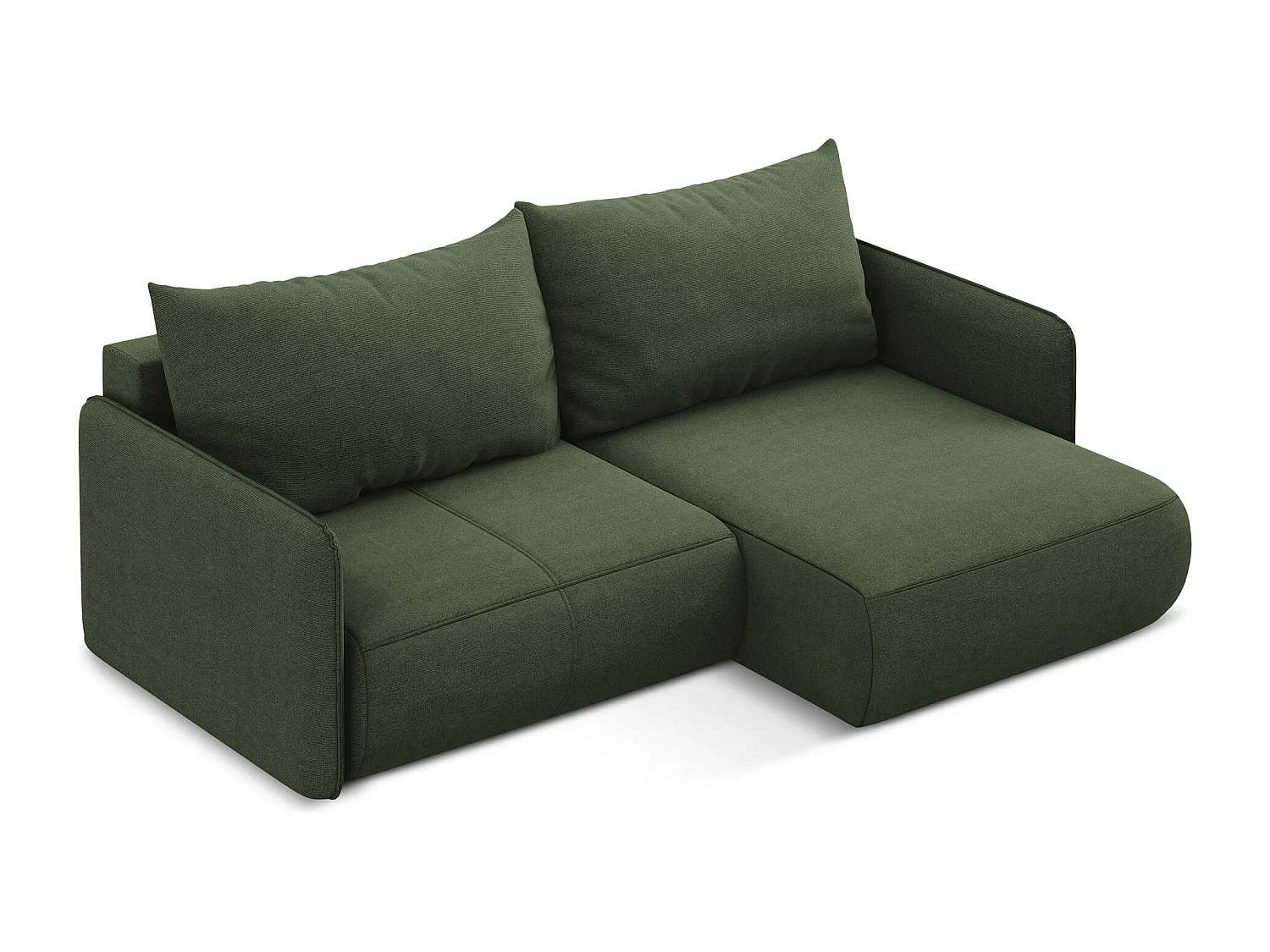2,5-Sitzer Ecksofa mit Schlaffunktion - Ecke Rechts - Strukturstoff - Olive - NANEA