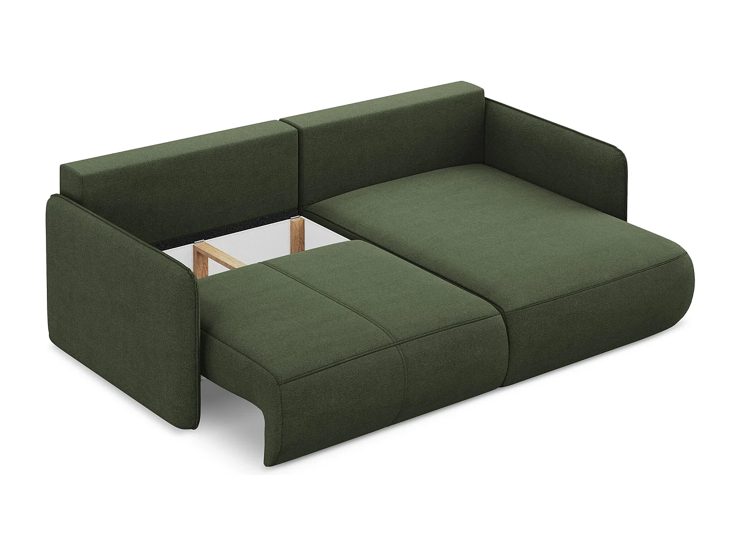 2,5-Sitzer Ecksofa mit Schlaffunktion - Ecke Rechts - Strukturstoff - Olive - NANEA