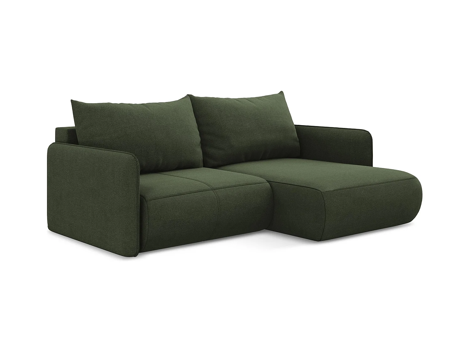 2,5-Sitzer Ecksofa mit Schlaffunktion - Ecke Rechts - Strukturstoff - Olive - NANEA