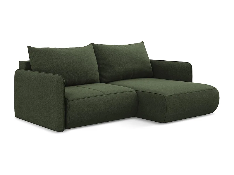 2,5-Sitzer Ecksofa mit Schlaffunktion - Ecke Rechts - Strukturstoff - Olive - NANEA