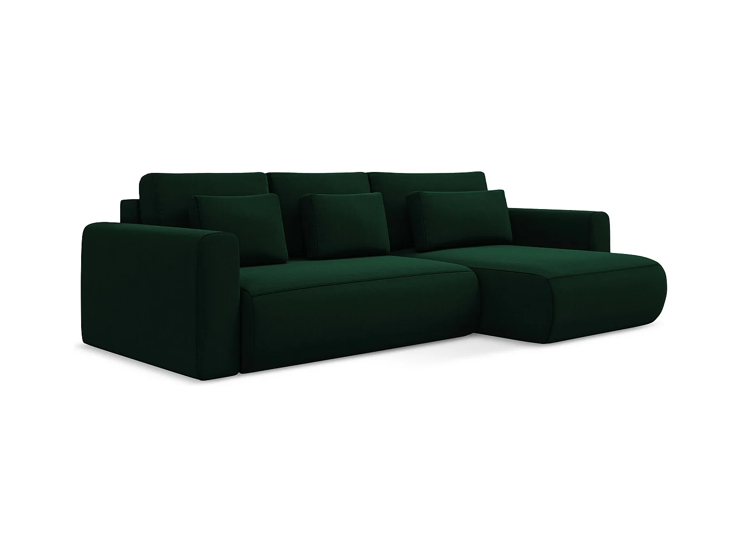Canapé d’angle 3 places droit convertible en velours - bouteille verte - KAPUA