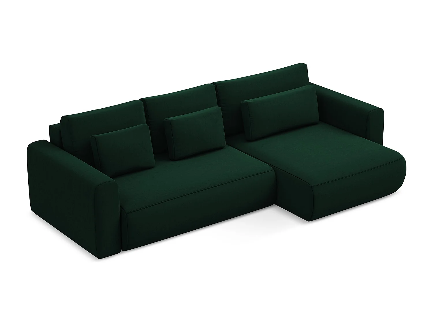 Canapé d’angle 3 places droit convertible en velours - bouteille verte - KAPUA