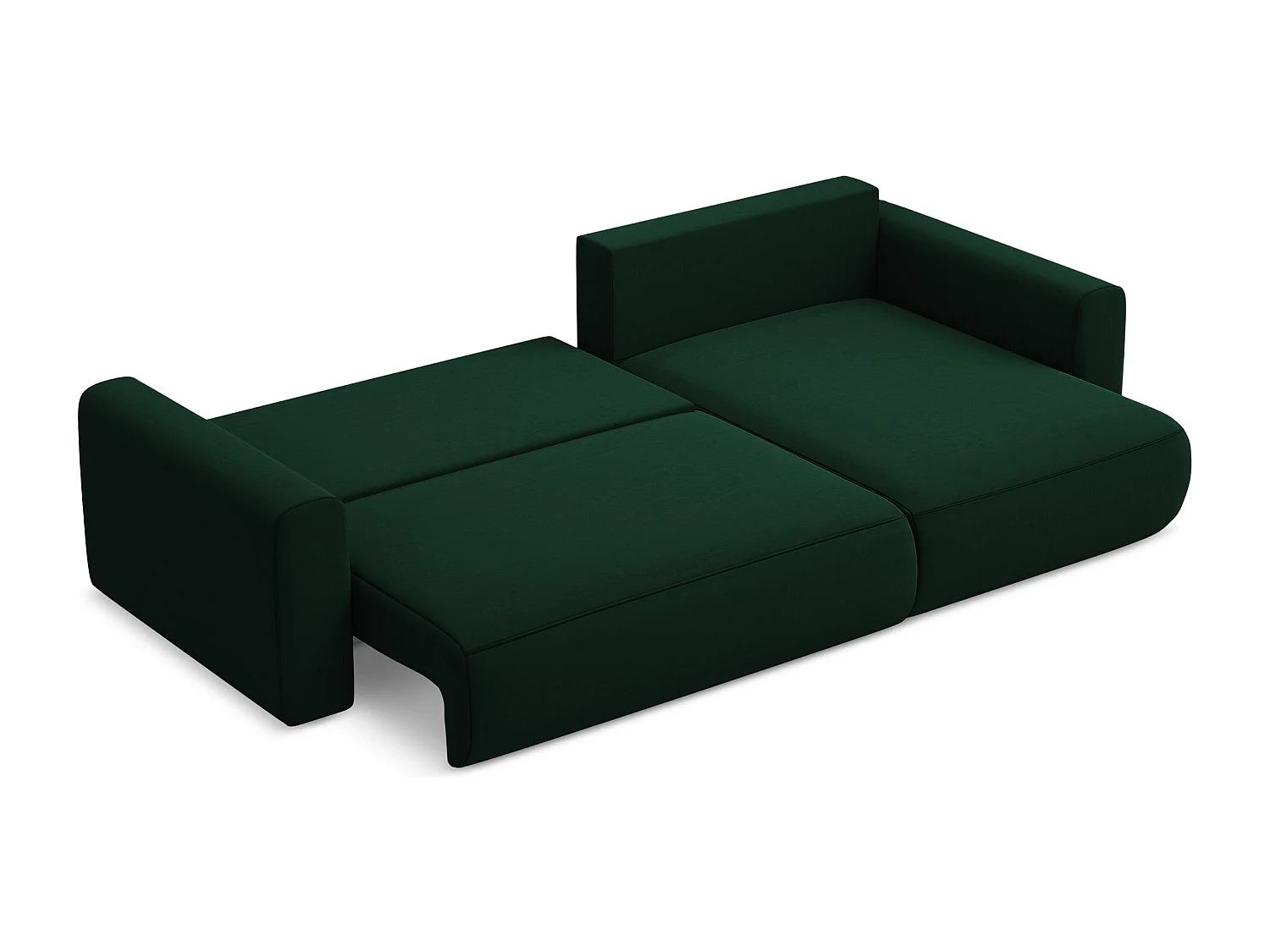 Canapé d’angle 3 places droit convertible en velours - bouteille verte - KAPUA