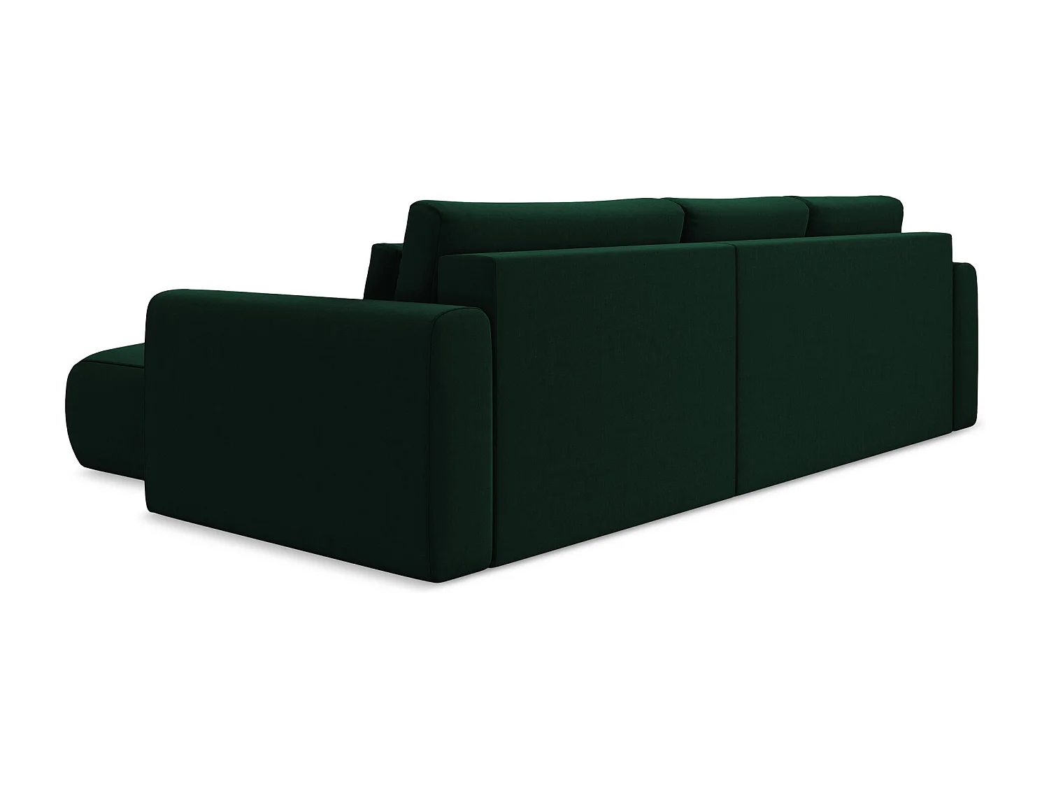 Canapé d’angle 3 places droit convertible en velours - bouteille verte - KAPUA