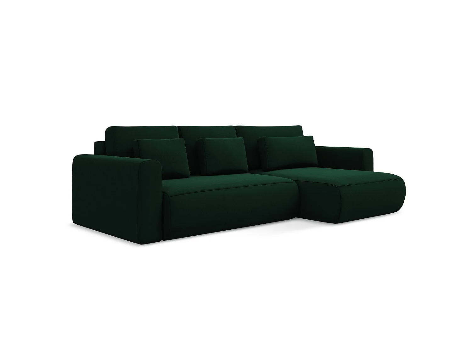 Canapé d'angle droit convertible en velours - bouteille verte - PERUGIA