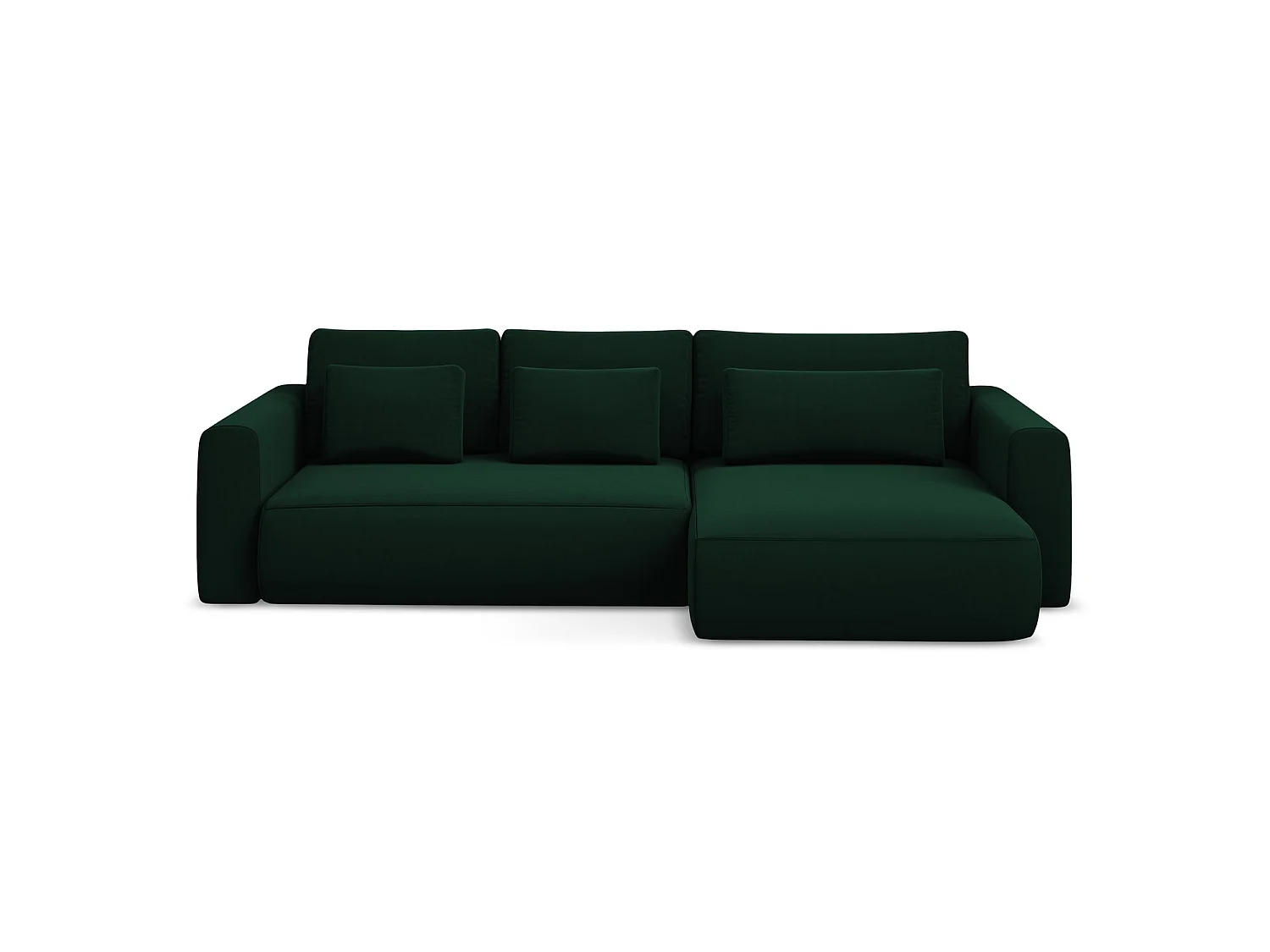 Canapé d'angle droit convertible en velours - bouteille verte - PERUGIA