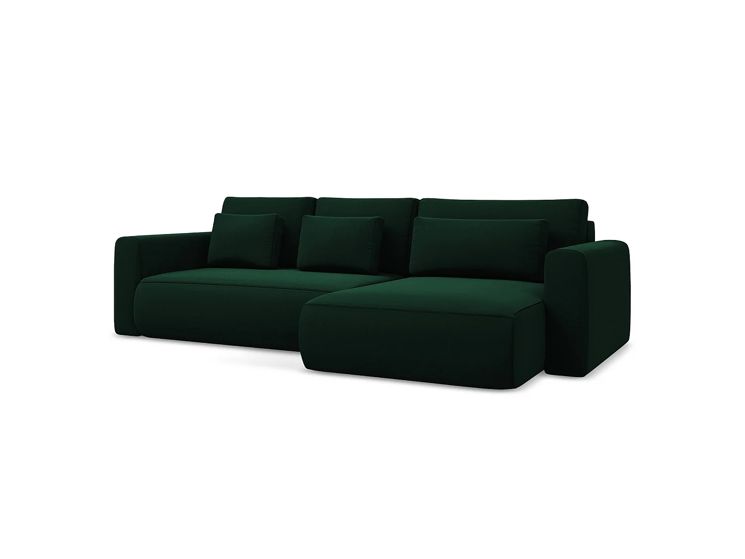 Canapé d'angle droit convertible en velours - bouteille verte - PERUGIA