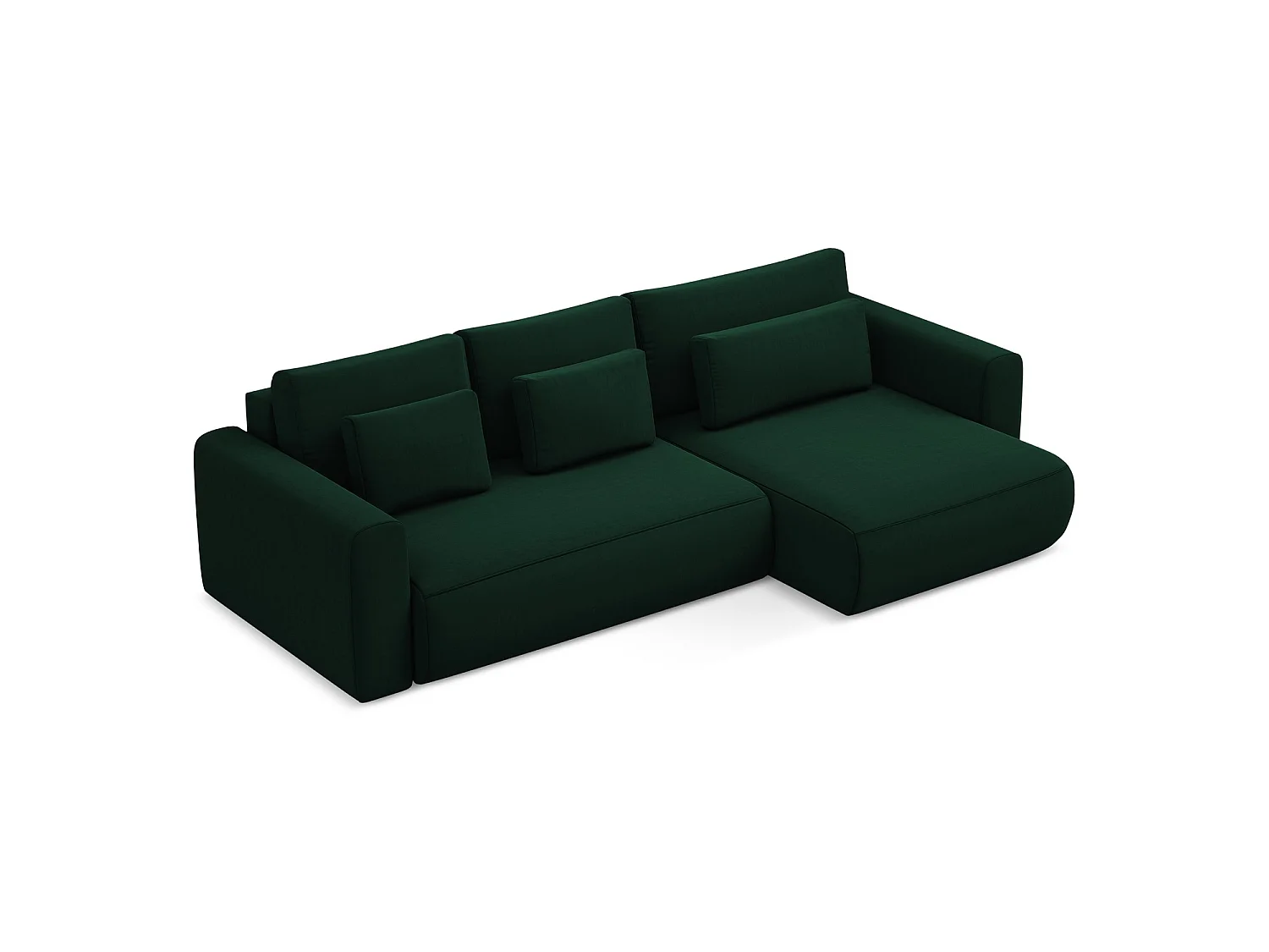 Canapé d'angle droit convertible en velours - bouteille verte - PERUGIA