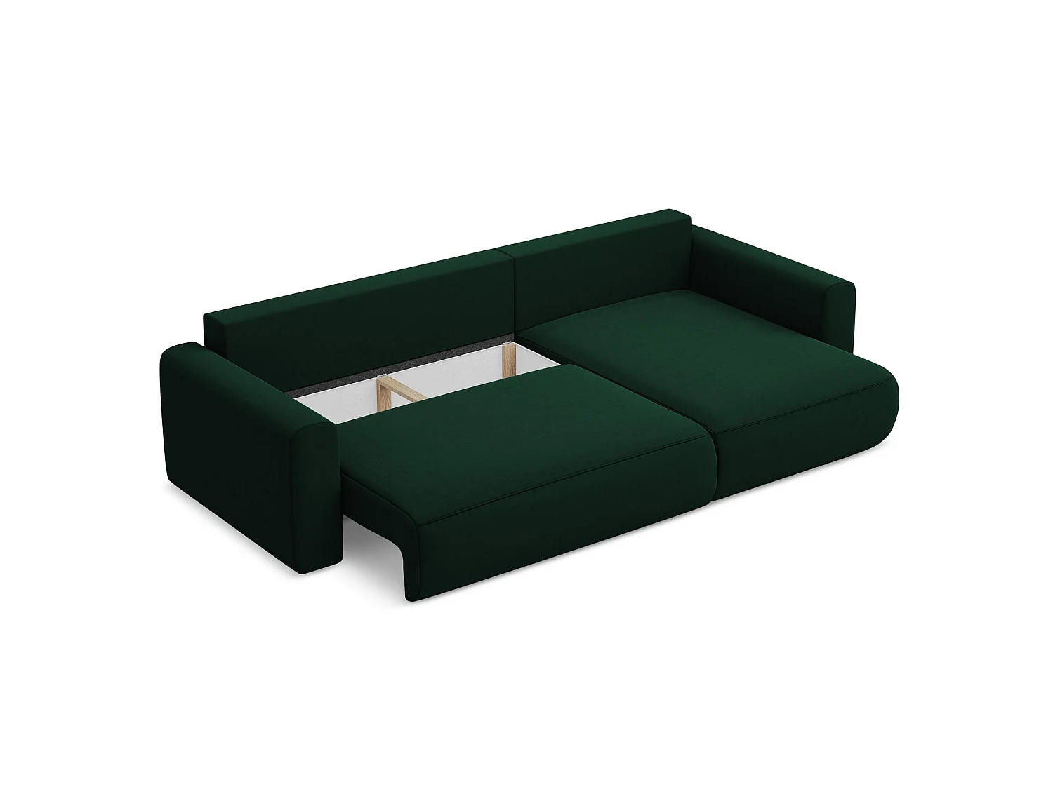 Canapé d'angle droit convertible en velours - bouteille verte - PERUGIA