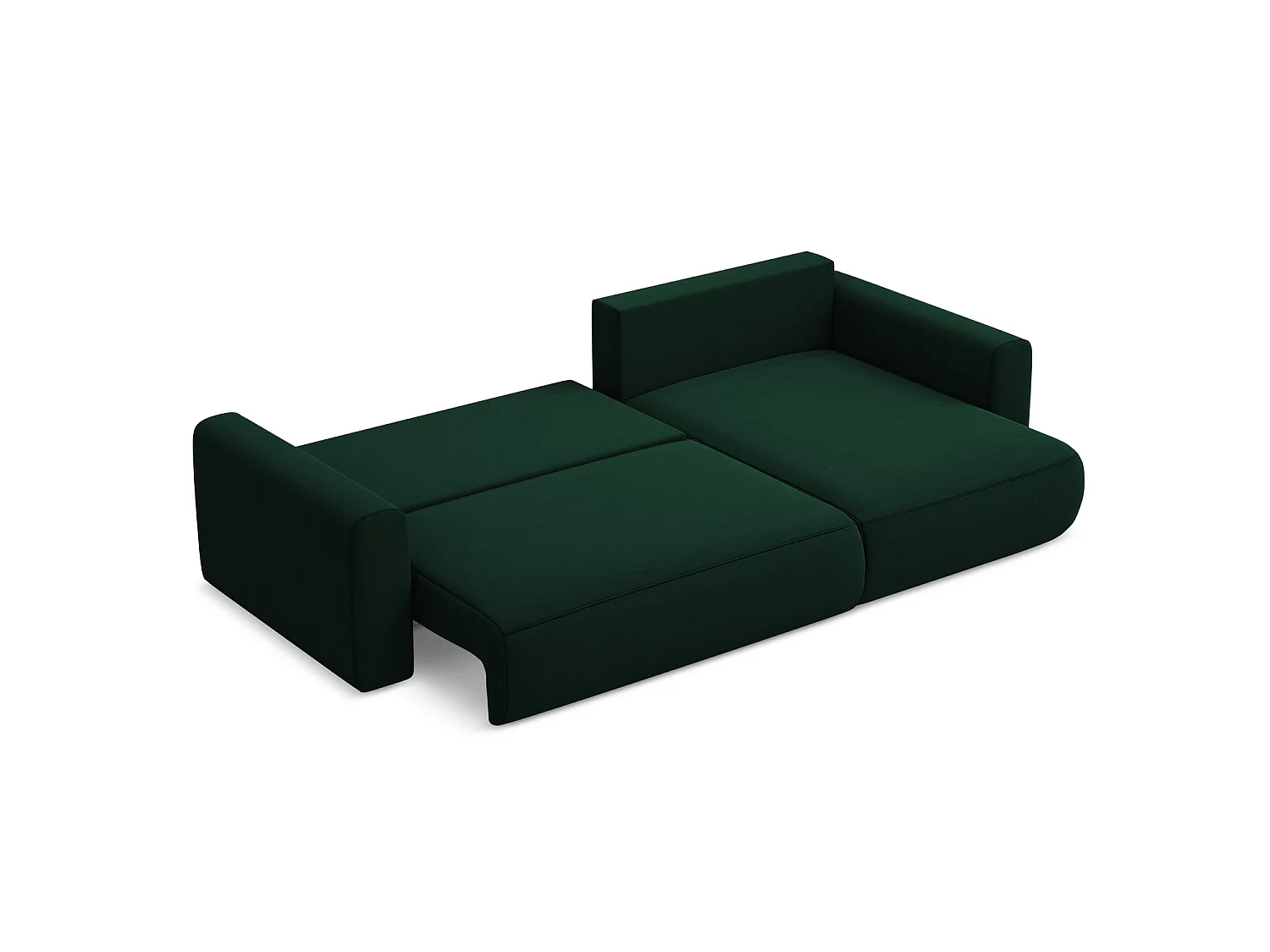 Canapé d'angle droit convertible en velours - bouteille verte - PERUGIA