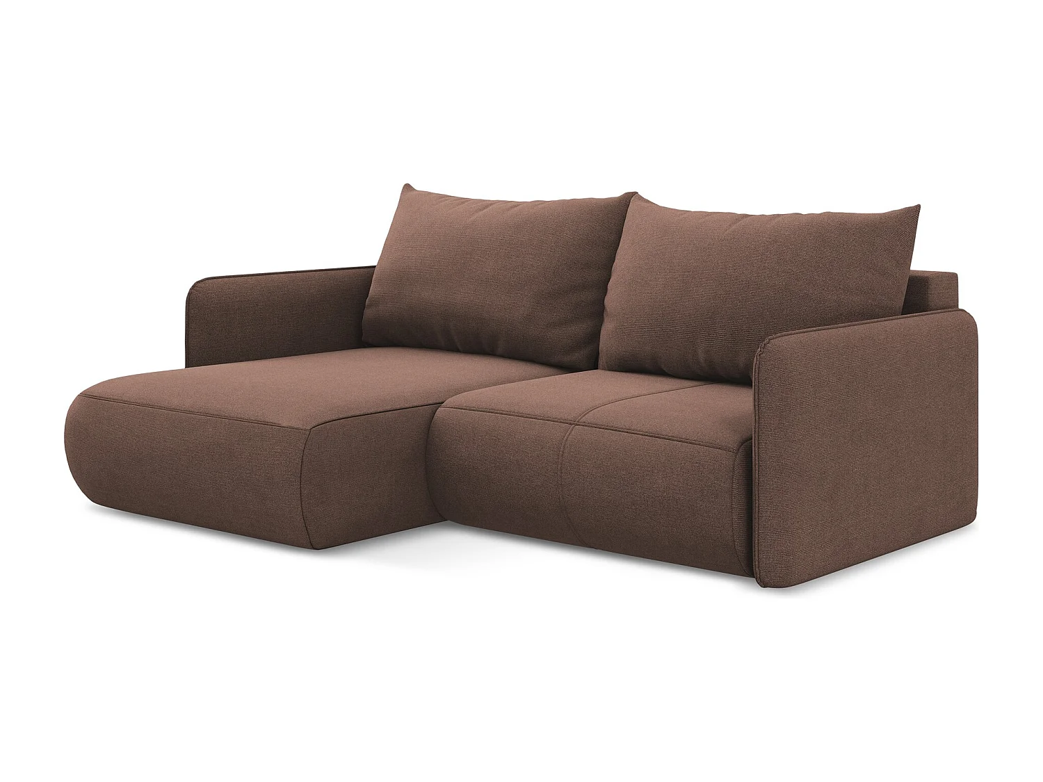 2,5-Sitzer Ecksofa mit Schlaffunktion - Ecke Links - Strukturstoff - Puderrosa - NANEA