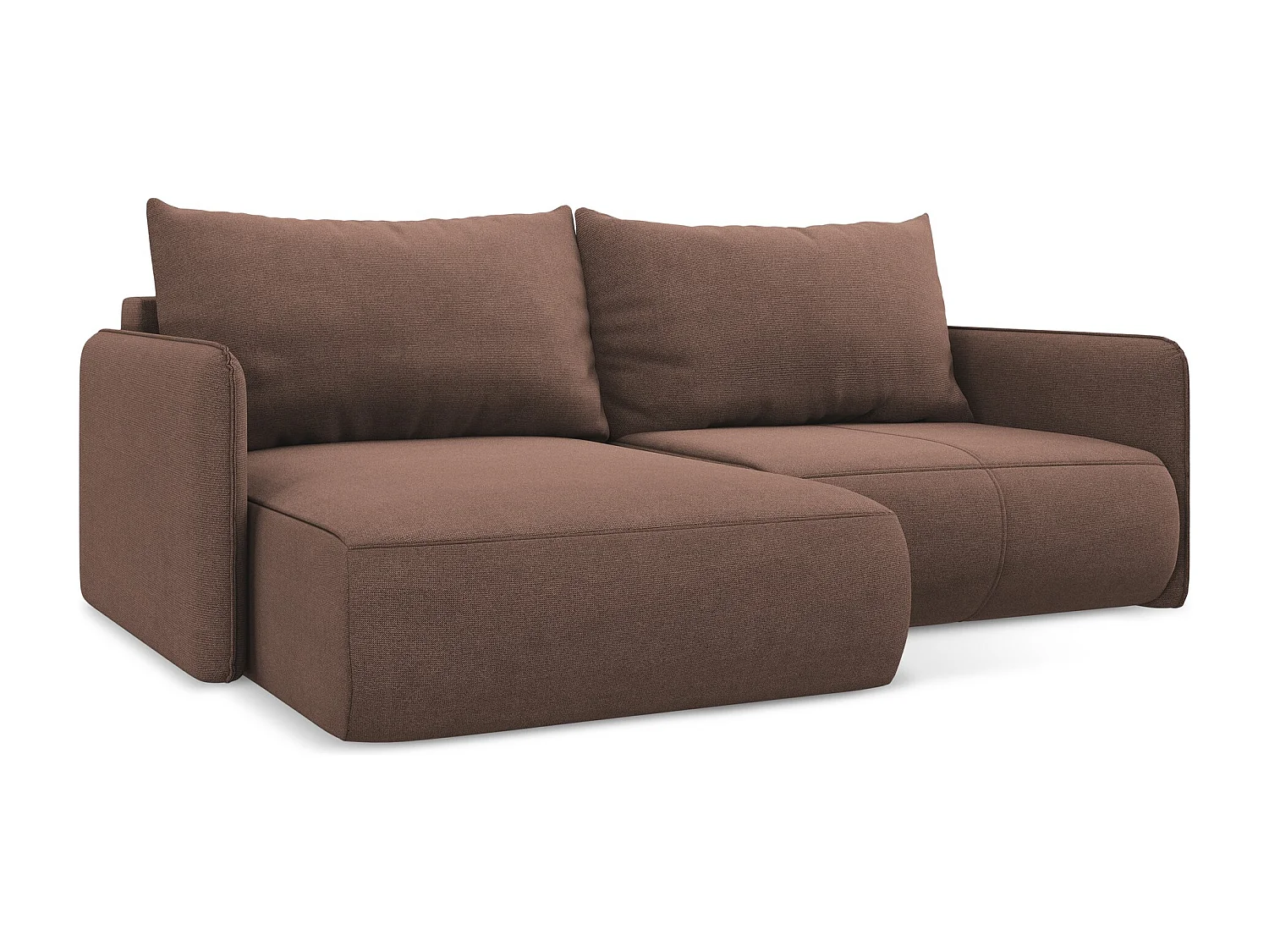 2,5-Sitzer Ecksofa mit Schlaffunktion - Ecke Links - Strukturstoff - Puderrosa - NANEA