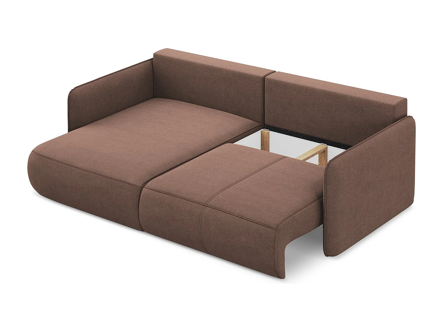 2,5-Sitzer Ecksofa mit Schlaffunktion - Ecke Links - Strukturstoff - Puderrosa - NANEA