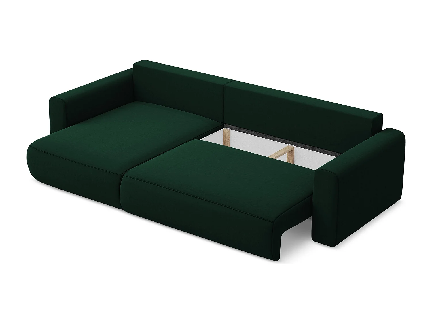 Narożnik lewostronny z funkcją spania - z tkaniny welwetowej - butelkowa zieleń - KAPUA