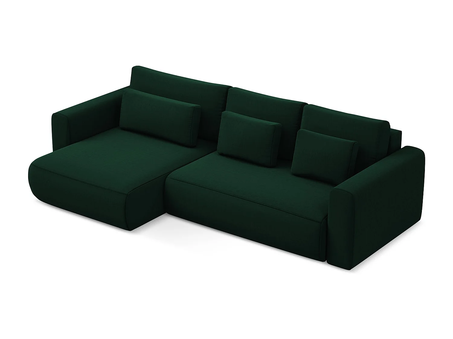 Hoekslaapbank links van flessengroen velours - KAPUA