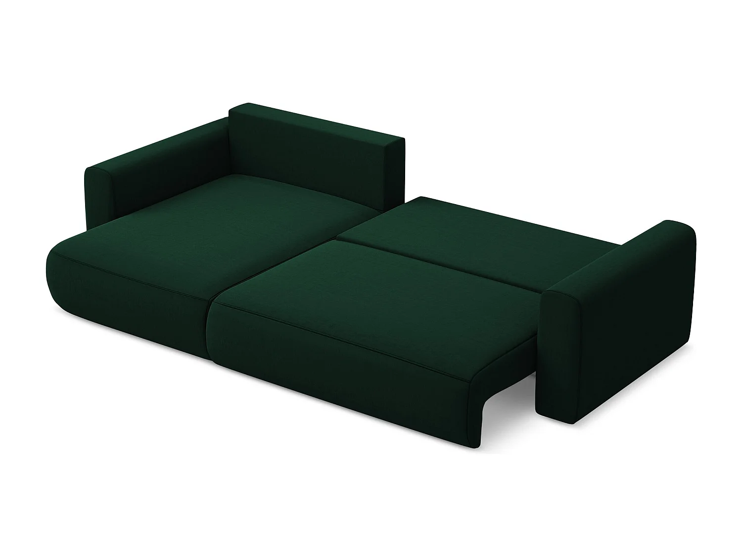 Hoekslaapbank links van flessengroen velours - KAPUA