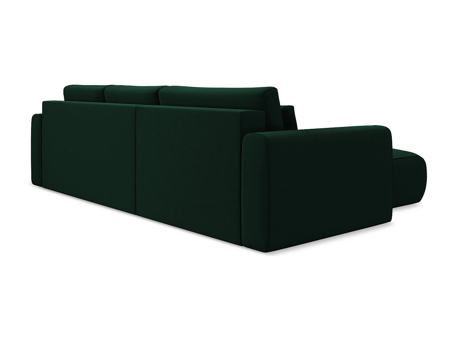 Hoekslaapbank links van flessengroen velours - KAPUA