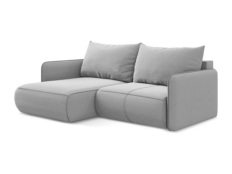 2,5-Sitzer Ecksofa mit Schlaffunktion - Ecke Links - Samt - Grau - NANEA