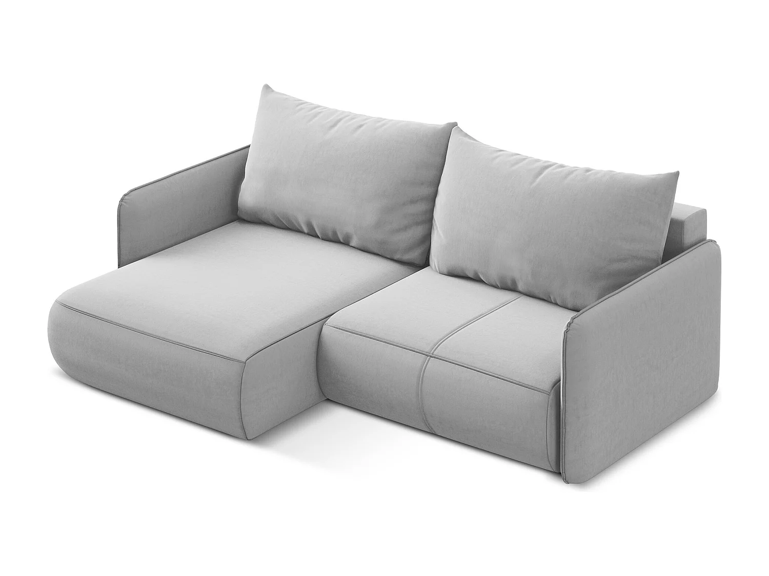 2,5-Sitzer Ecksofa mit Schlaffunktion - Ecke Links - Samt - Grau - NANEA