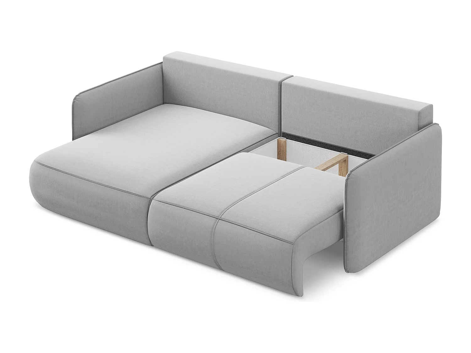 2,5-Sitzer Ecksofa mit Schlaffunktion - Ecke Links - Samt - Grau - NANEA