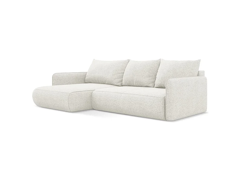 3-Sitzer Ecksofa mit Schlaffunktion - Ecke Links - Chenille - Weiß - NANEA