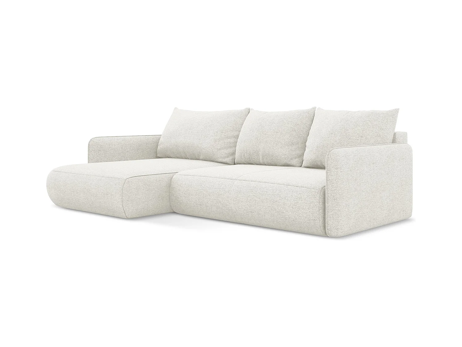 3-Sitzer Ecksofa mit Schlaffunktion - Ecke Links - Chenille - Weiß - NANEA