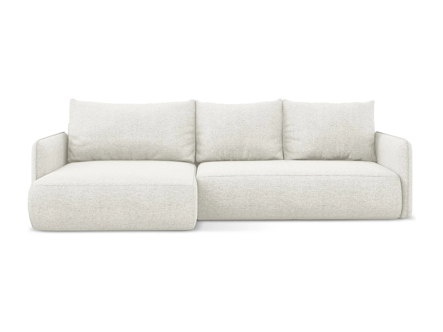 3-Sitzer Ecksofa mit Schlaffunktion - Ecke Links - Chenille - Weiß - NANEA