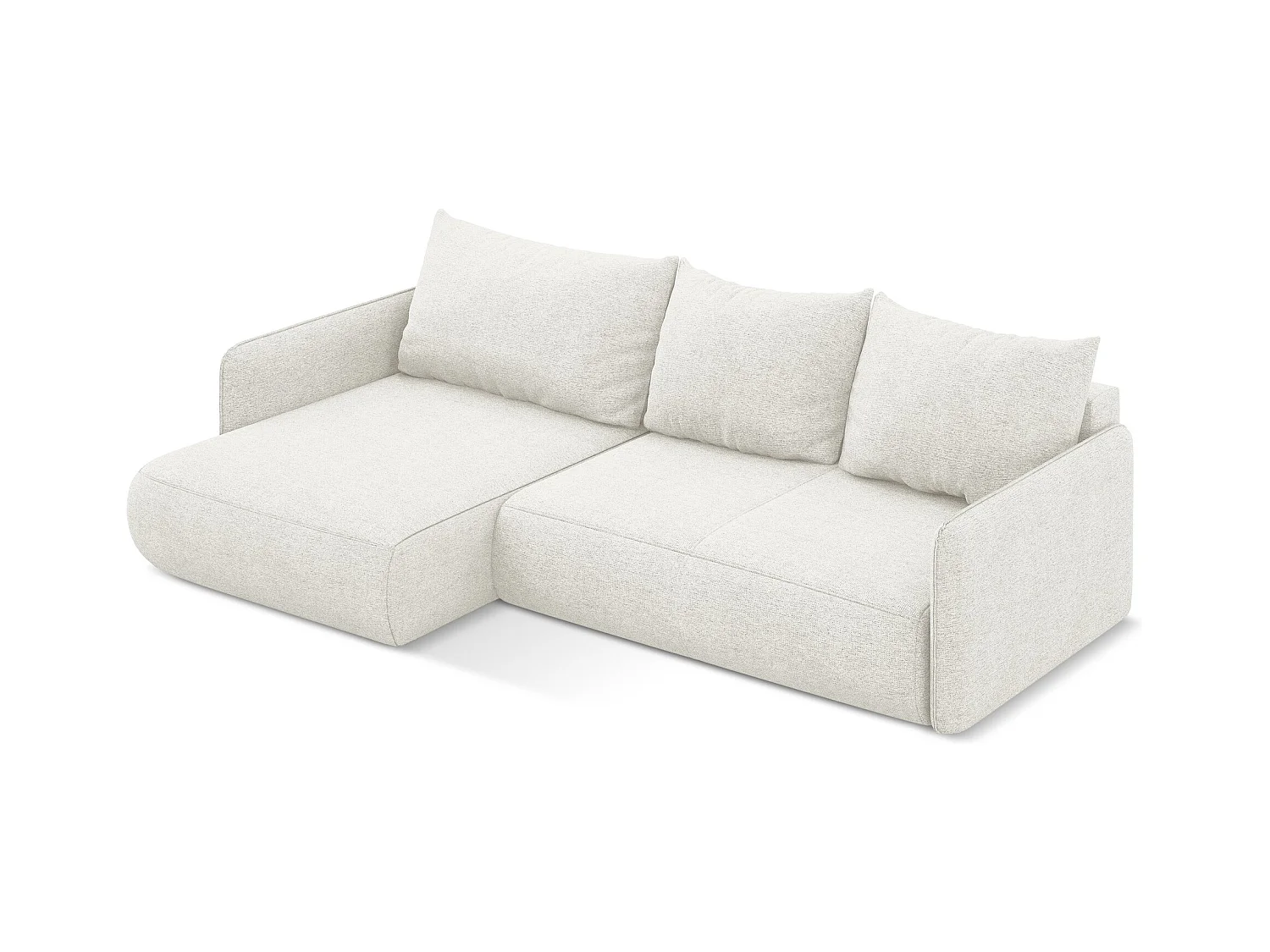 3-Sitzer Ecksofa mit Schlaffunktion - Ecke Links - Chenille - Weiß - NANEA