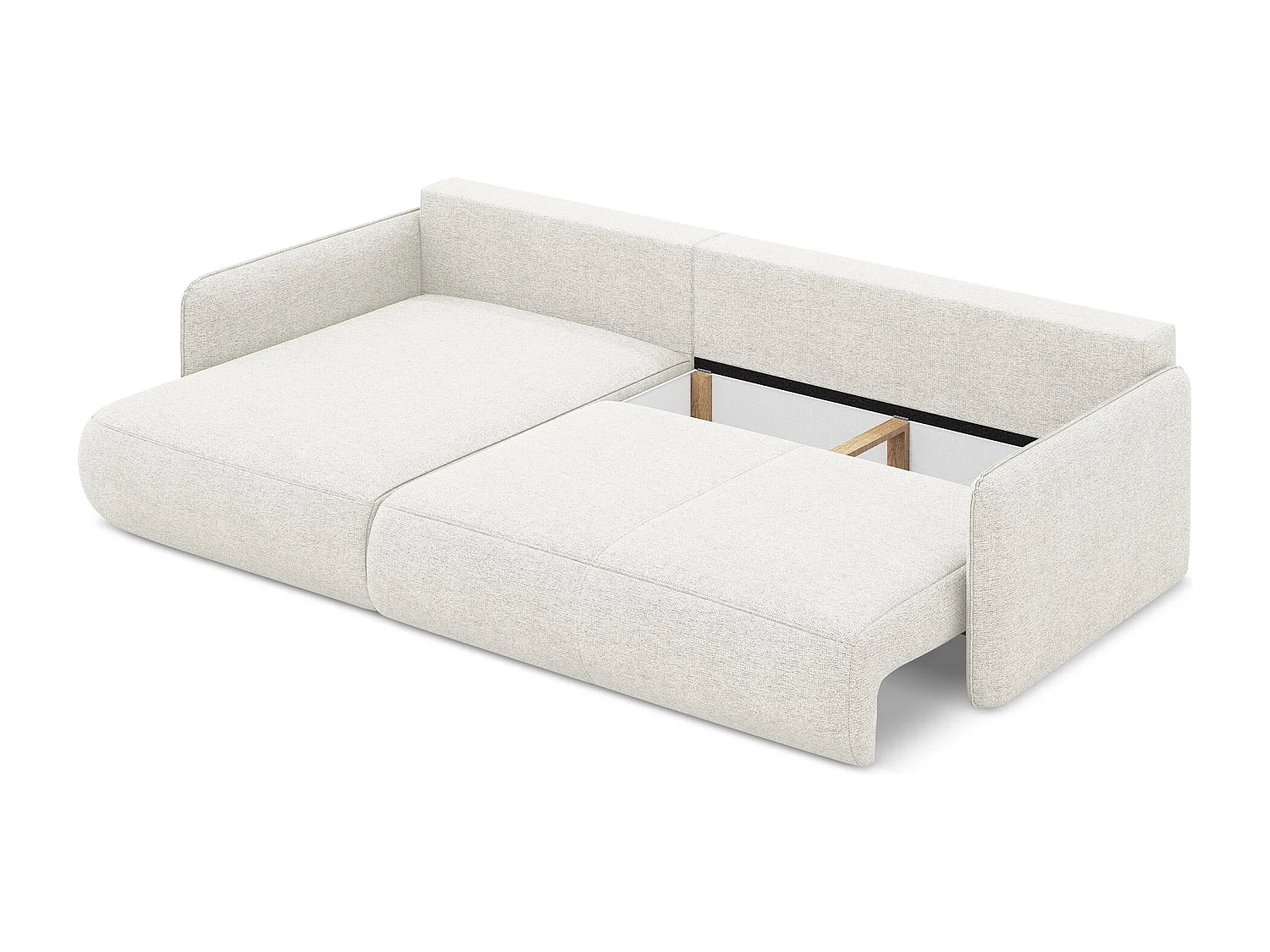 3-Sitzer Ecksofa mit Schlaffunktion - Ecke Links - Chenille - Weiß - NANEA