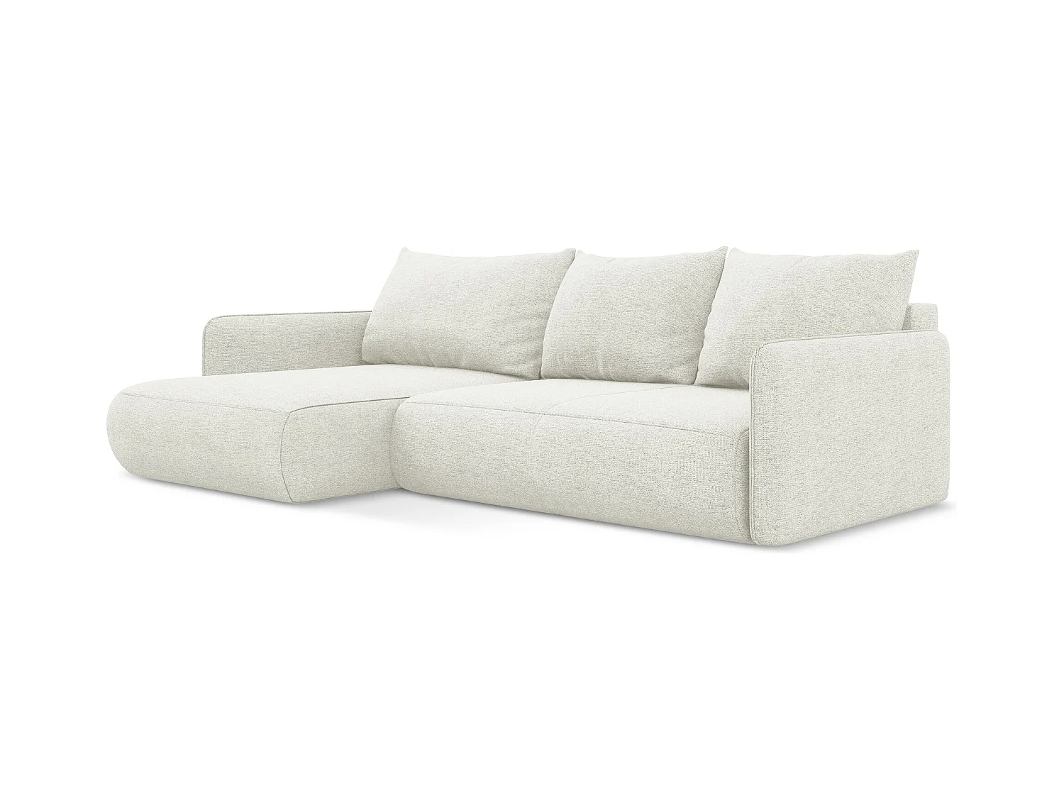 Canapé d’angle 3 places gauche convertible en tissu chenille - blanc - NANEA