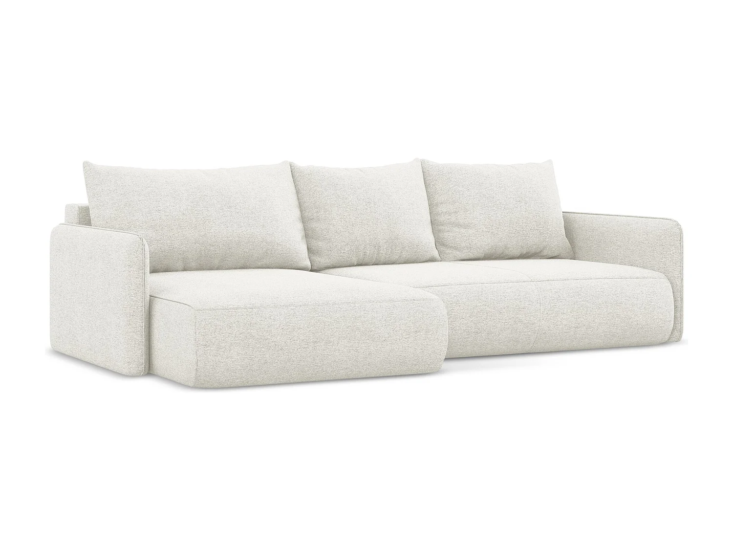 Hoekslaapbank links van wit chenille stof - NANEA