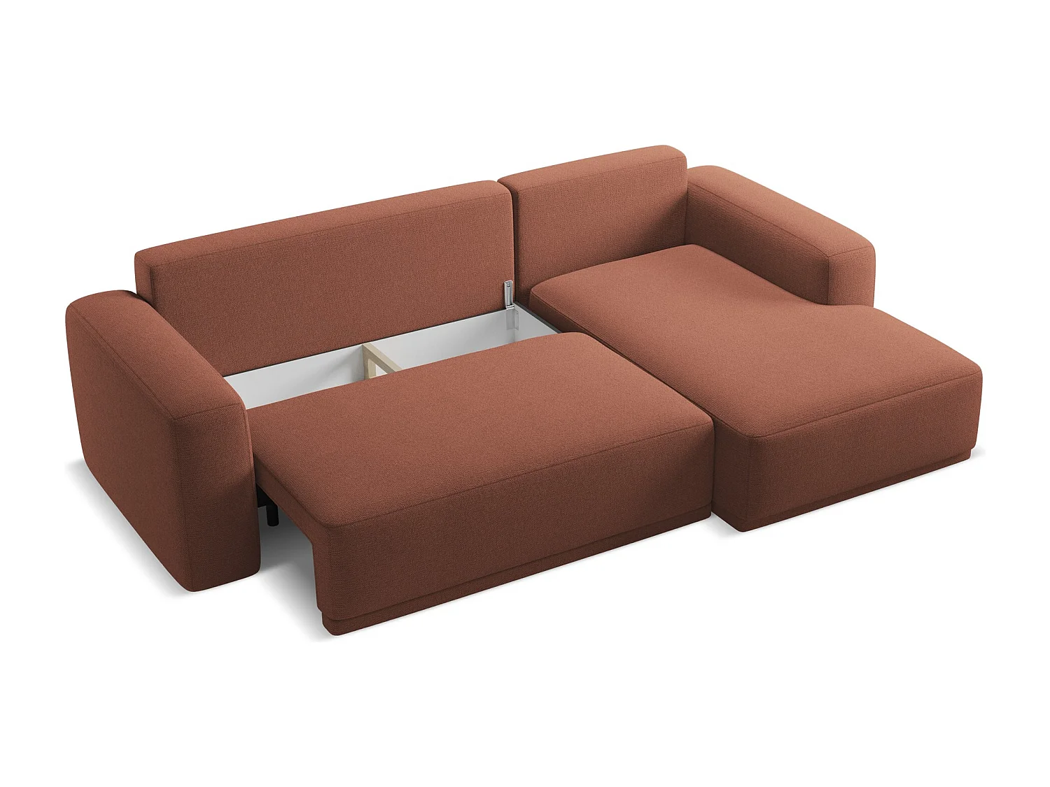 Ecksofa mit Schlaffunktion - Ecke Rechts - Chenille - Gedämpftes Rosa - KAILA