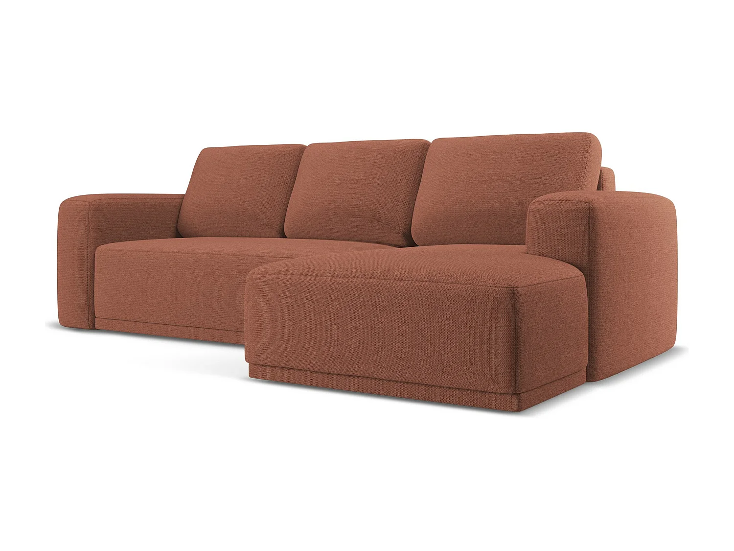 Canapé d'angle droit convertible en tissu chenille - rose sourd - KAILA