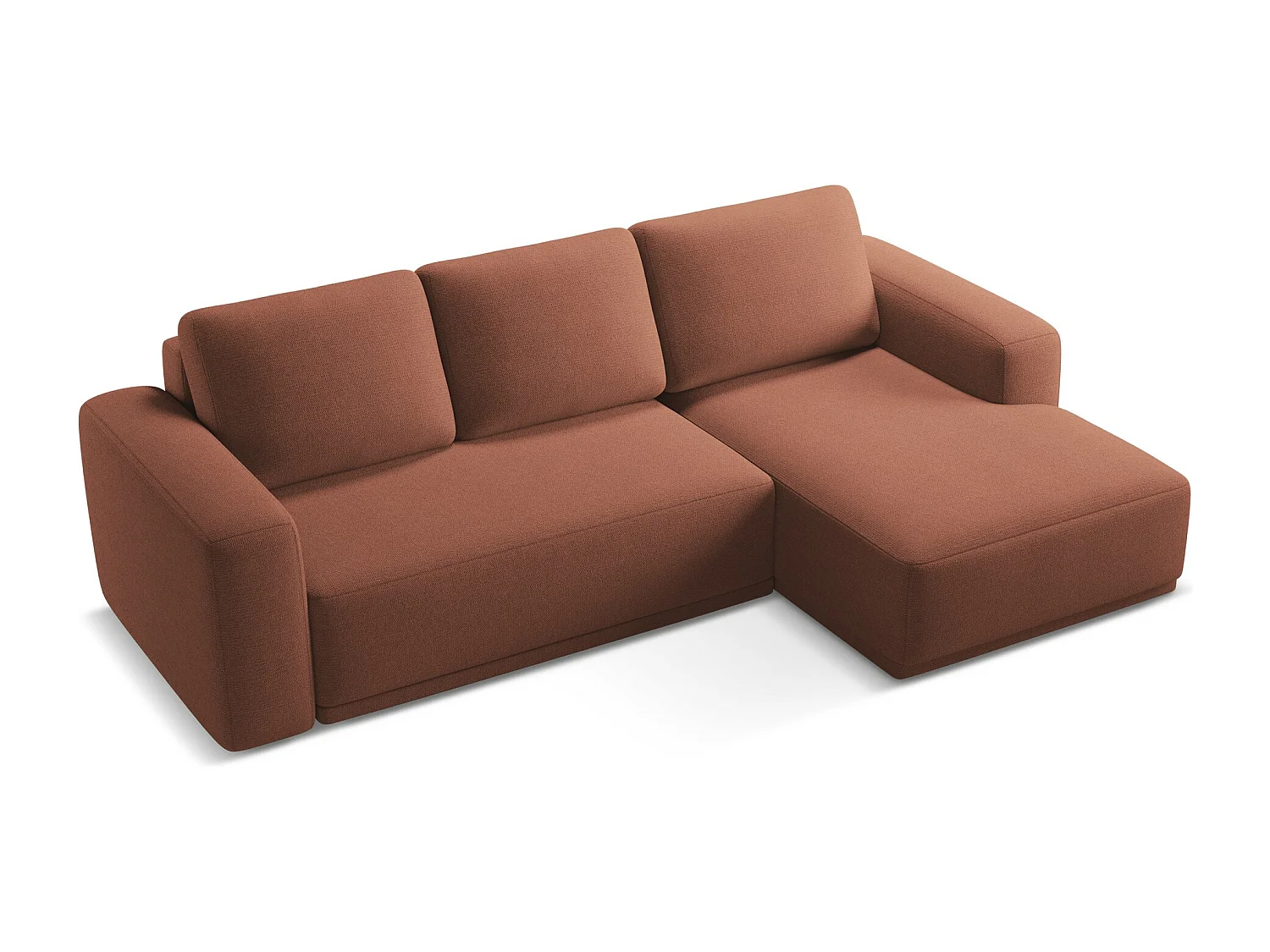 Canapé d'angle droit convertible en tissu chenille - rose sourd - KAILA