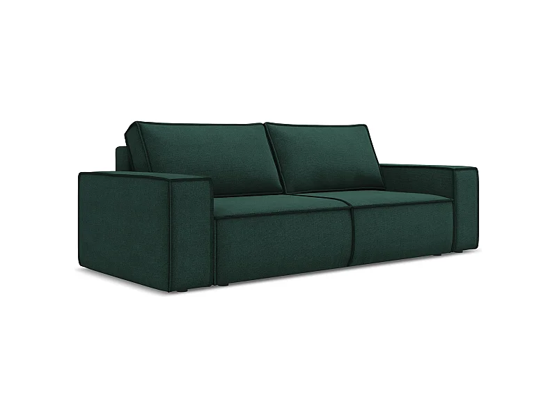 3-Sitzer Sofa mit Schlaffunktion - - Strukturstoff - Flaschengrün - KIMO