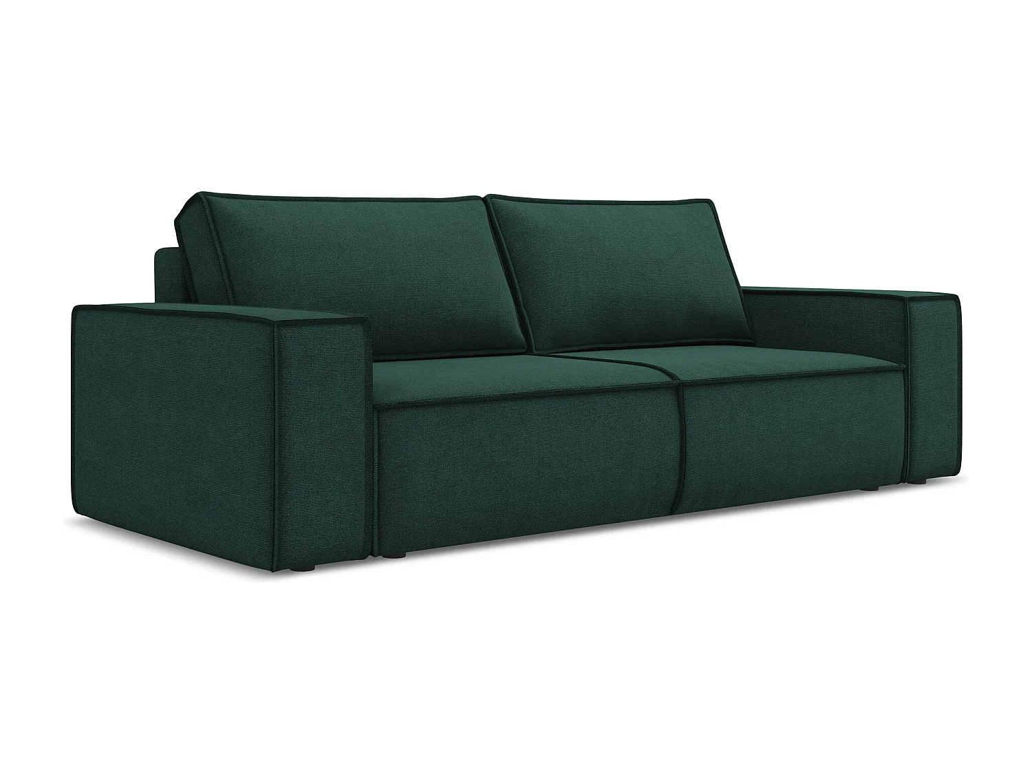 3-Sitzer Sofa mit Schlaffunktion - - Strukturstoff - Flaschengrün - KIMO