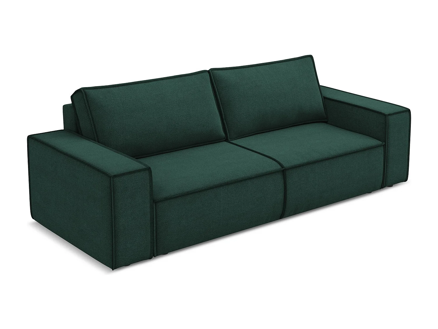 3-Sitzer Sofa mit Schlaffunktion - - Strukturstoff - Flaschengrün - KIMO