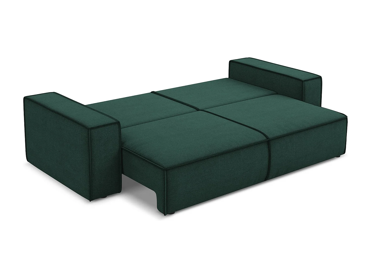 3-Sitzer Sofa mit Schlaffunktion - - Strukturstoff - Flaschengrün - KIMO