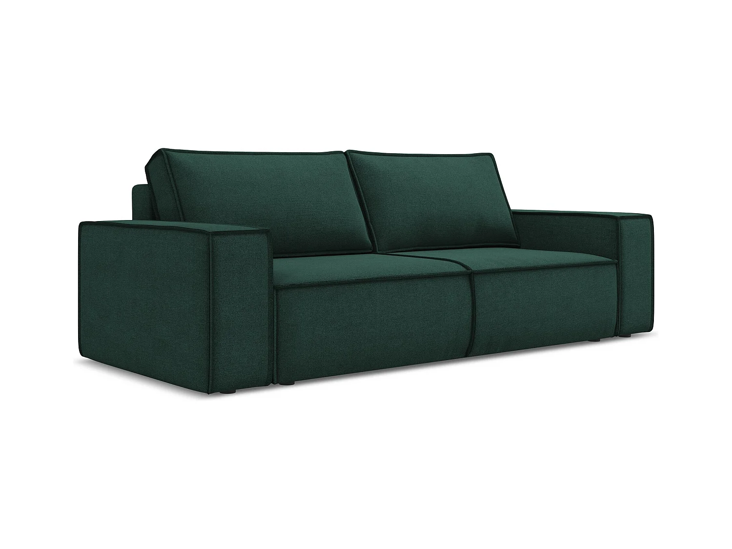 3-Sitzer Sofa mit Schlaffunktion - - Strukturstoff - Flaschengrün - KIMO