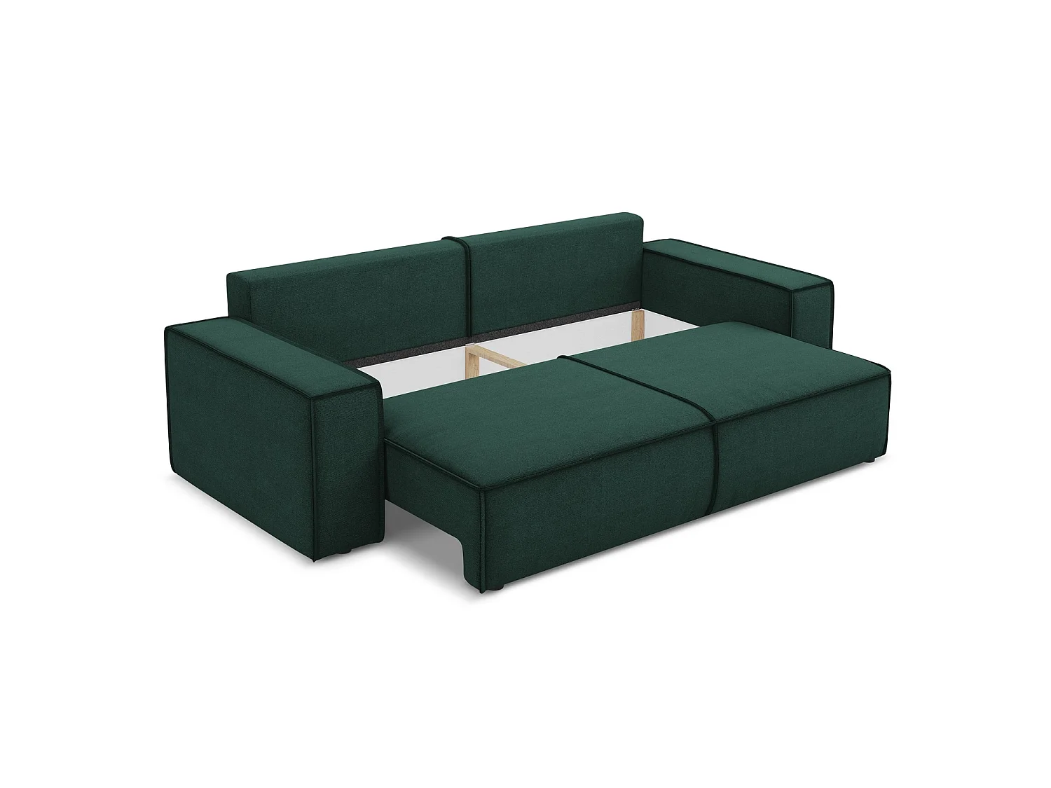 Canapé 3 places convertible en tissu texturé - bouteille verte - LIVORNO