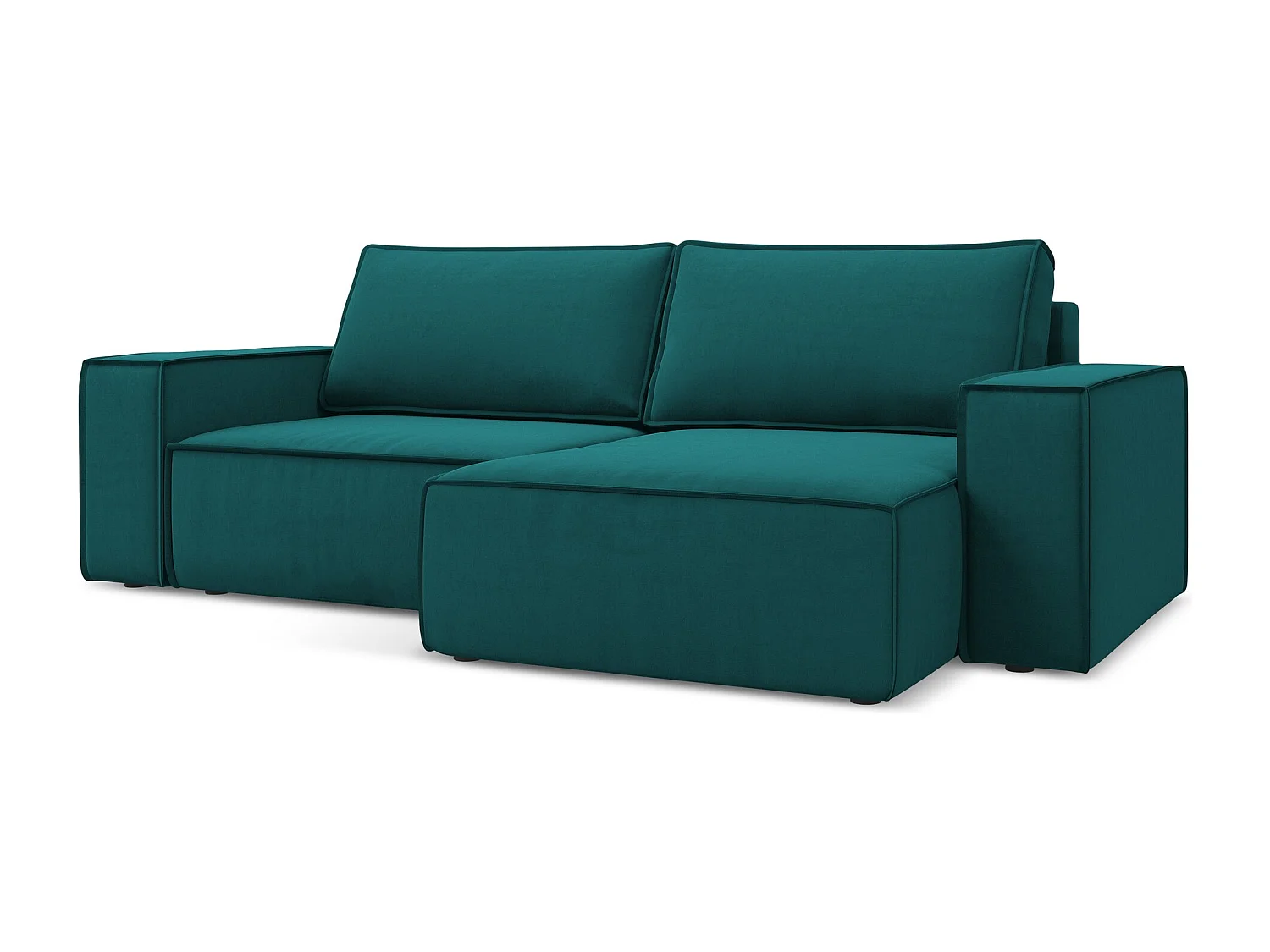 2-Sitzer Ecksofa mit Schlaffunktion - Ecke Rechts - Samt - Marine - KIMO