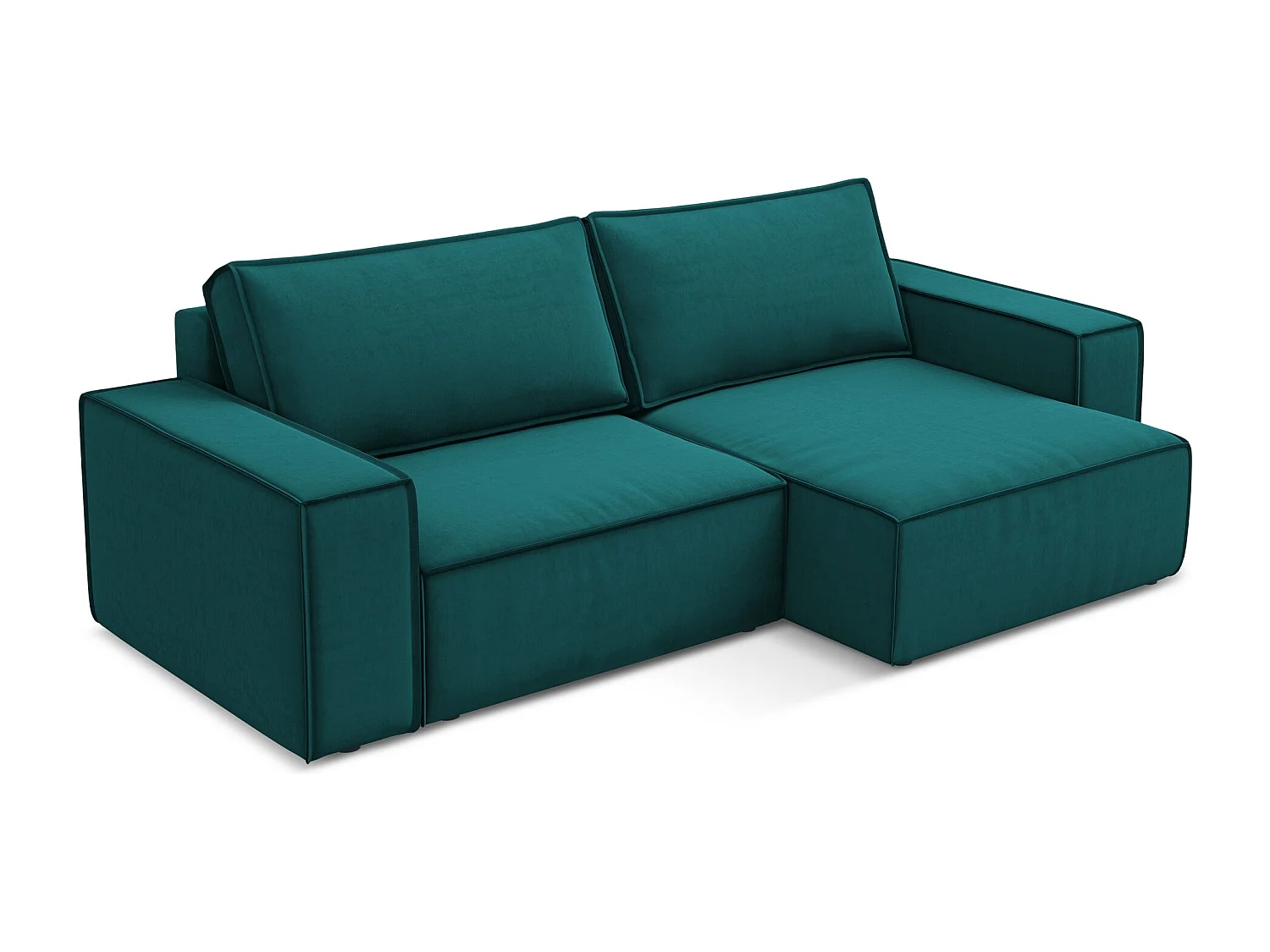 2-Sitzer Ecksofa mit Schlaffunktion - Ecke Rechts - Samt - Marine - KIMO