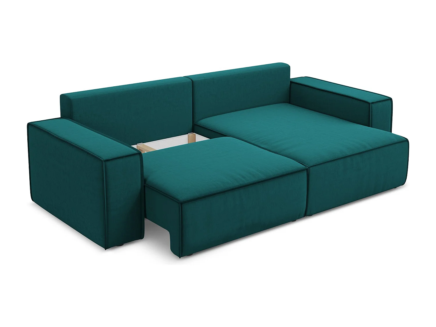 2-Sitzer Ecksofa mit Schlaffunktion - Ecke Rechts - Samt - Marine - KIMO