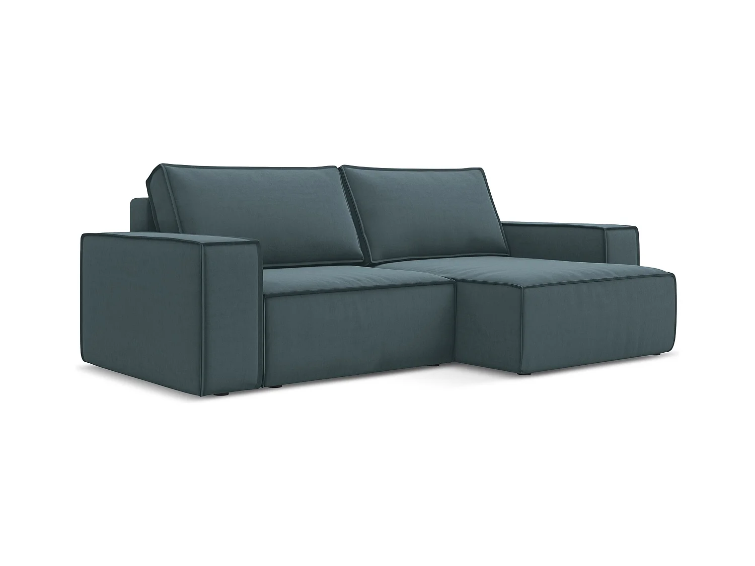 2-Sitzer Ecksofa mit Schlaffunktion - Ecke Rechts - Samt - Marine - KIMO