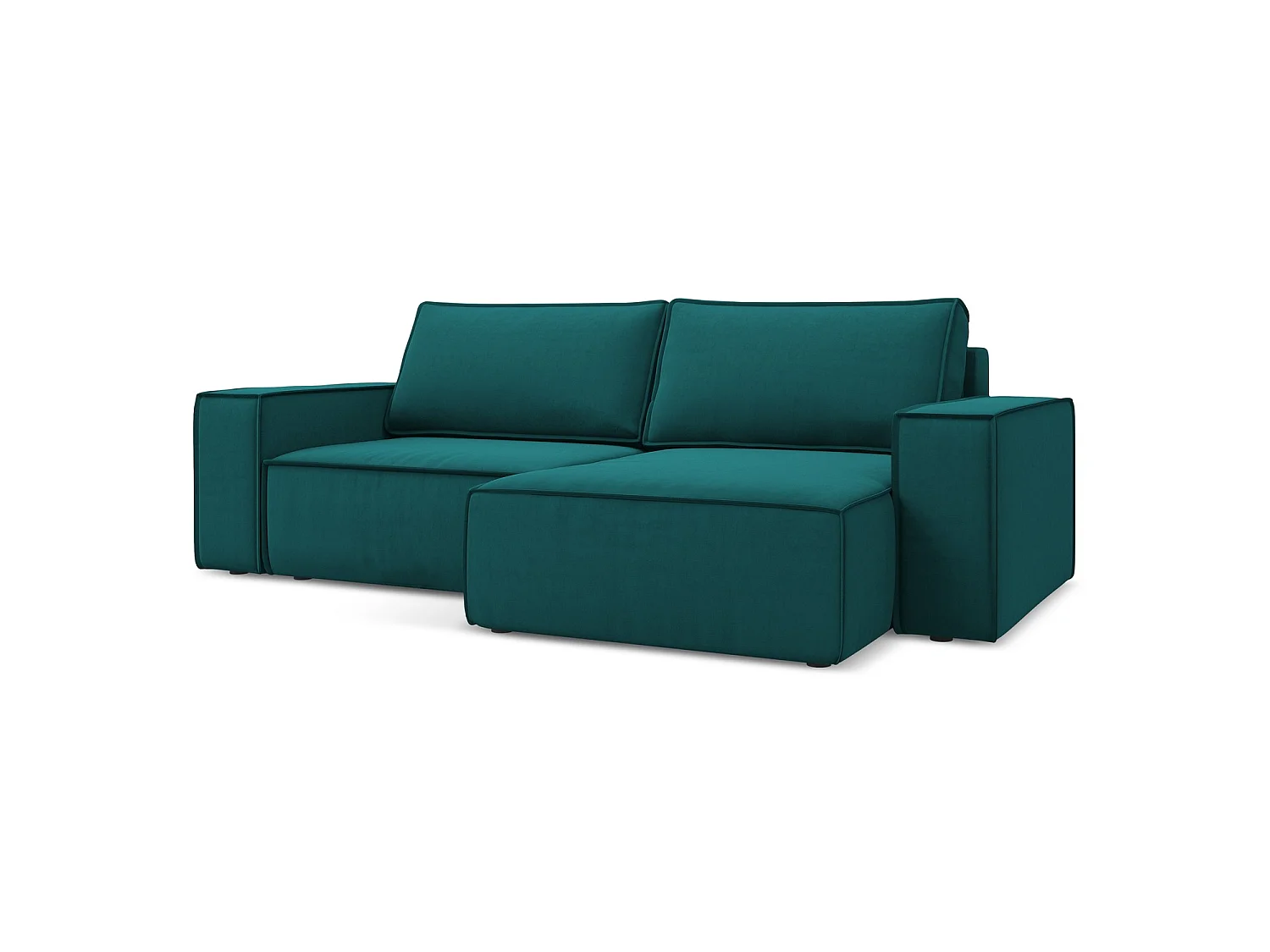 2-Sitzer Ecksofa mit Schlaffunktion - Ecke Rechts - Samt - Marine - LIVORNO