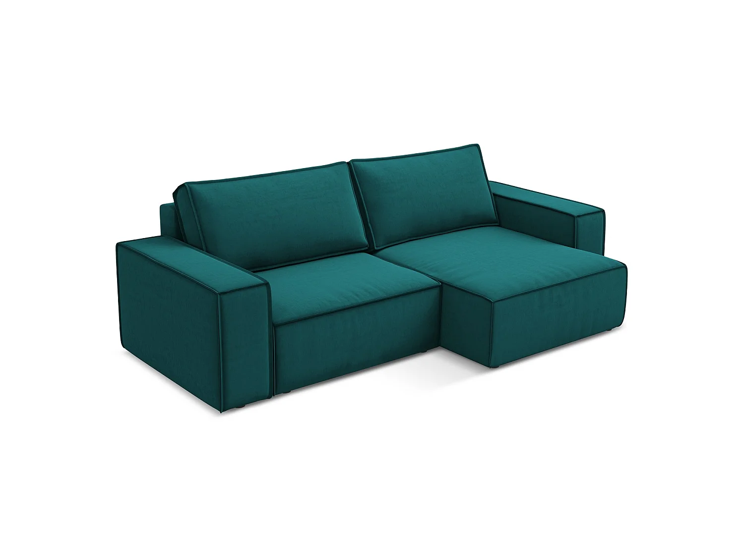 2-Sitzer Ecksofa mit Schlaffunktion - Ecke Rechts - Samt - Marine - LIVORNO