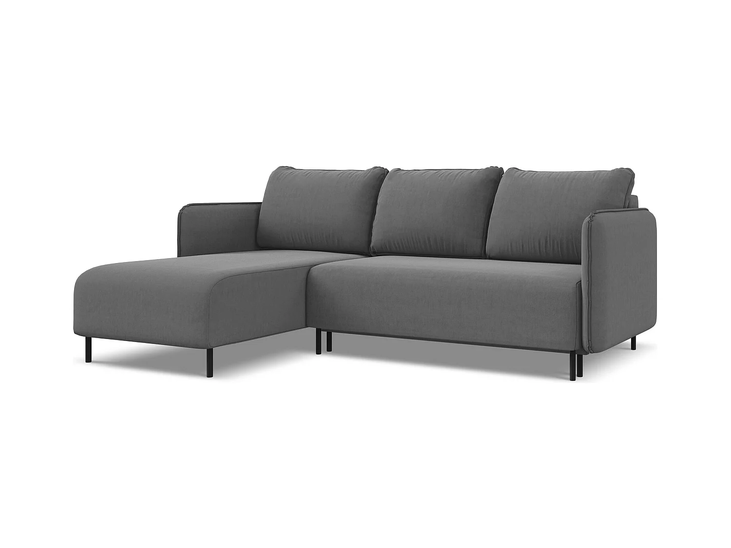 3-Sitzer Ecksofa mit Schlaffunktion - Ecke Links - Samt - Grau - LUANA