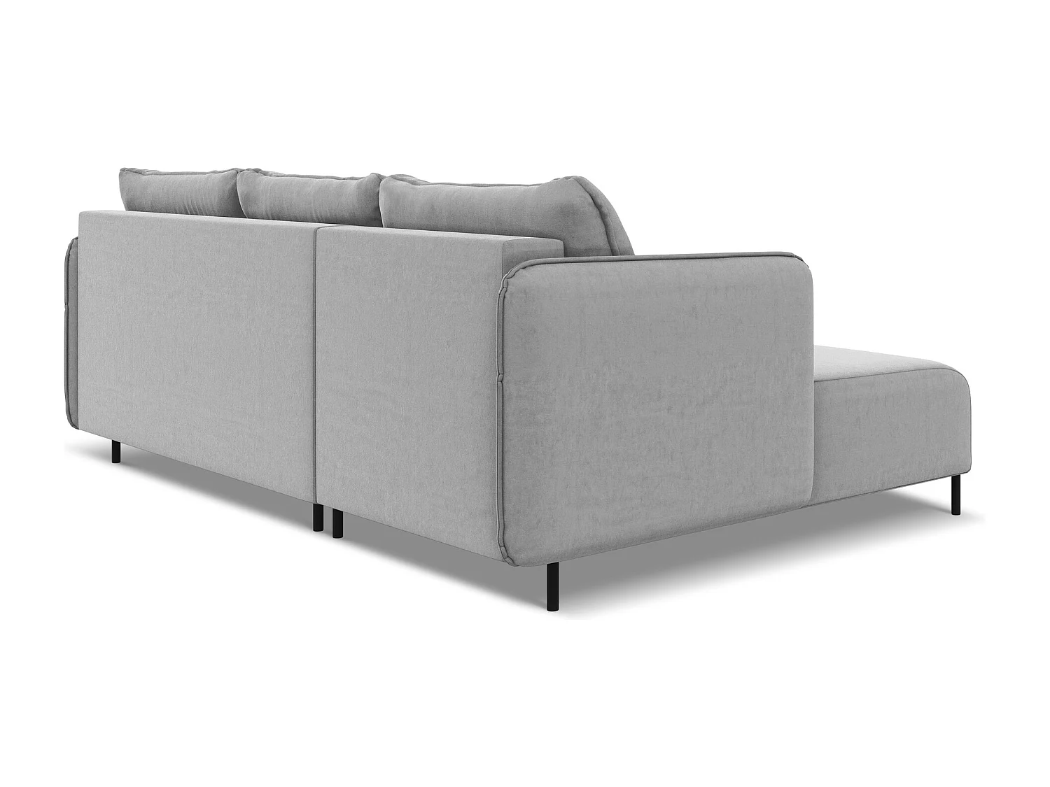 Sofá de canto esquerdo convertível 3 lugares em veludo cinza - LUANA