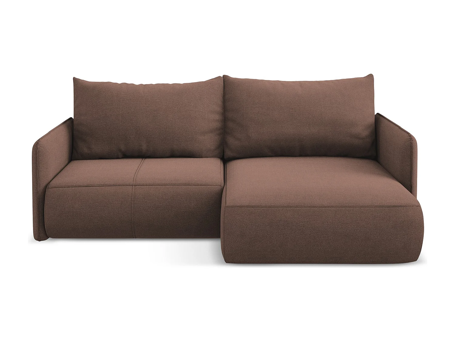 2,5-Sitzer Ecksofa mit Schlaffunktion - Ecke Rechts - Strukturstoff - Puderrosa - NANEA